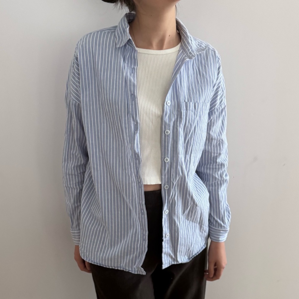 BEACH LUNCH LOUNGE  LONG SLEEVES STRIPED WHITE AND BLUE SHIRT  - XS